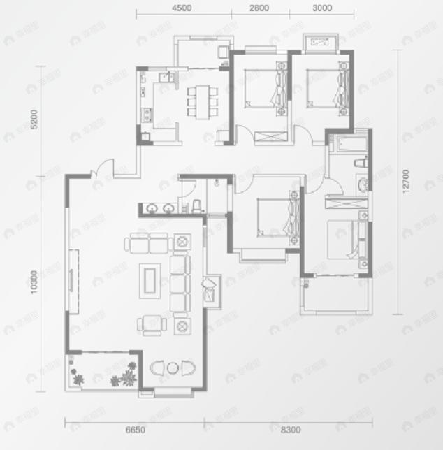 山水香堤溪岸4室2厅2卫户型图