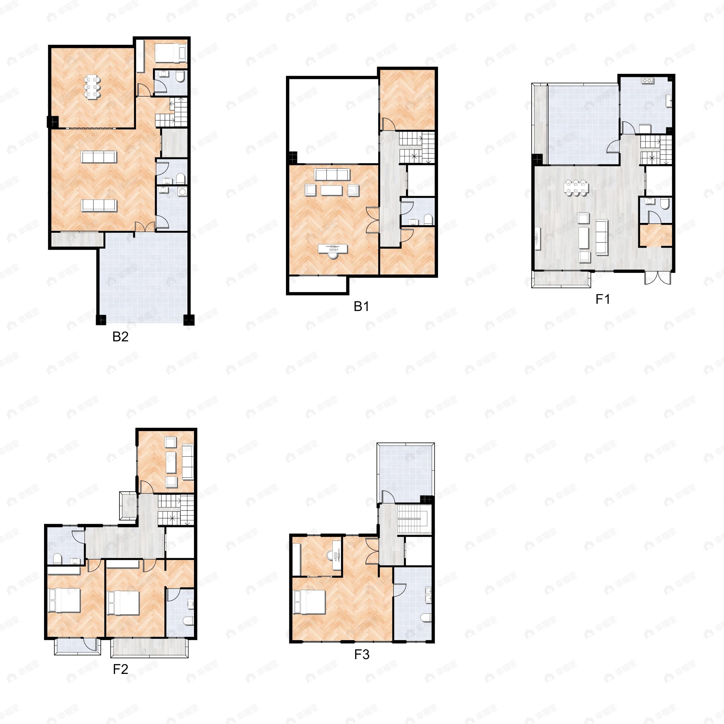 7室4厅7卫建面330平北|南户型图