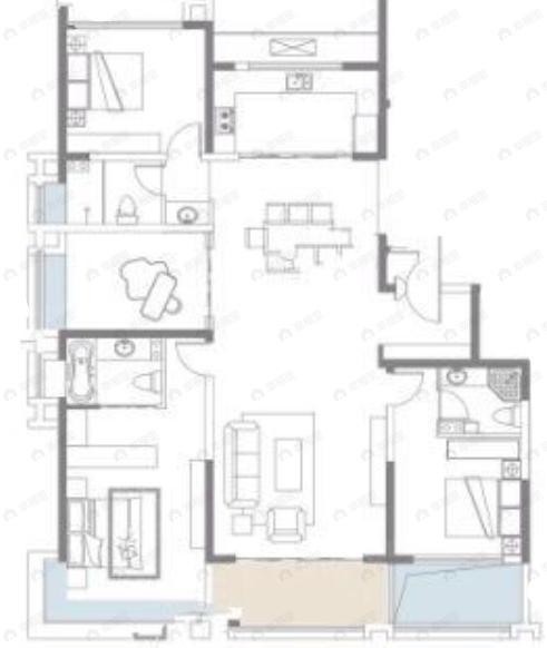 劳动公园里4室2厅3卫户型图