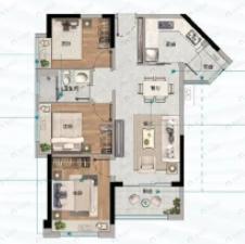 美林湖3室2厅1卫户型图