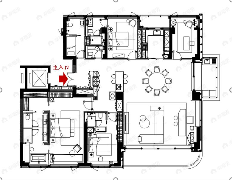 龍庭路95号5室2厅3卫户型图
