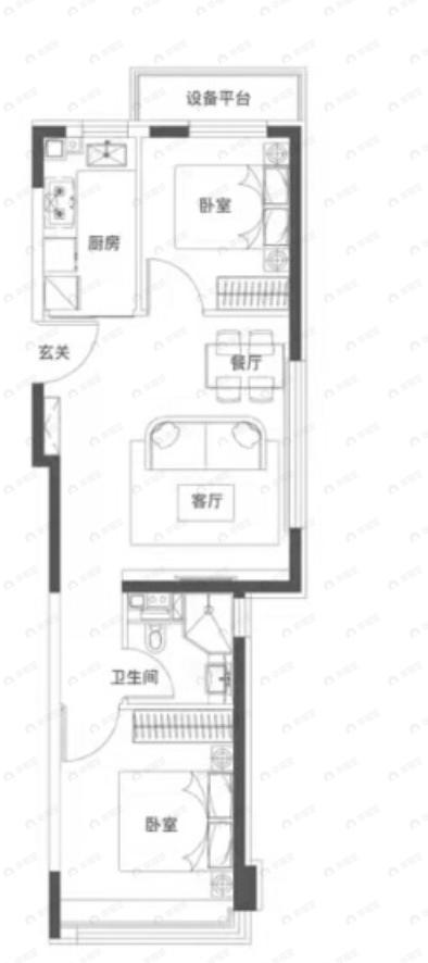 峯范北京2室2厅1卫户型图