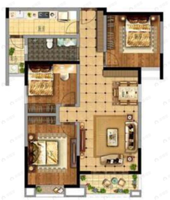 中金金骊福郡3室2厅1卫户型图