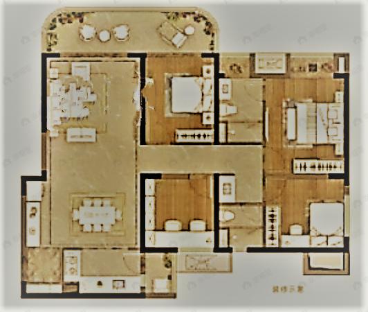 卓越皇后道4室2厅2卫户型图