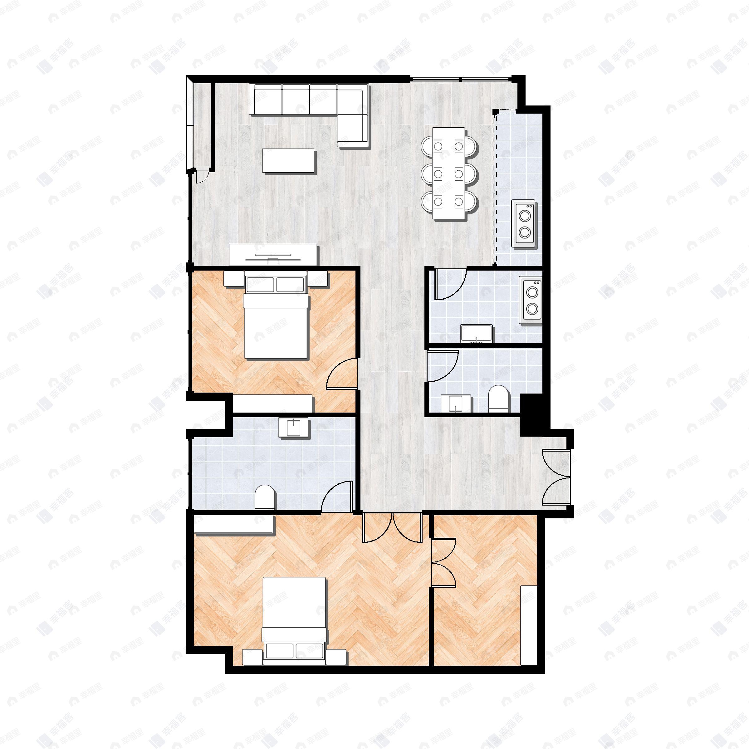 2室2厅2卫建面175平户型图