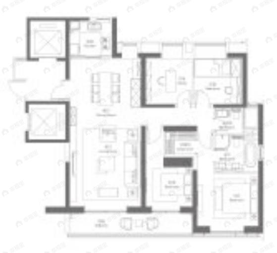 绿城金地凤起听澜4室2厅2卫户型图