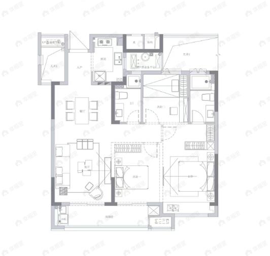 恒隆府3室2厅2卫户型图