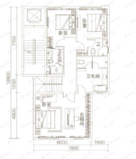 5室3厅4卫建面195平户型图