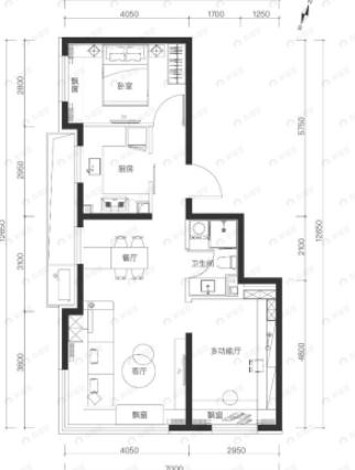 北京城建国誉燕园2室2厅1卫户型图