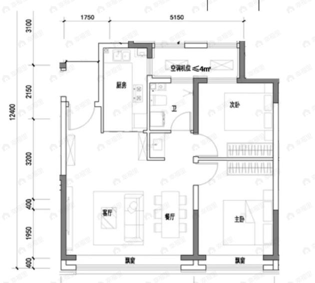中交雅郡城东春晓2室2厅1卫户型图