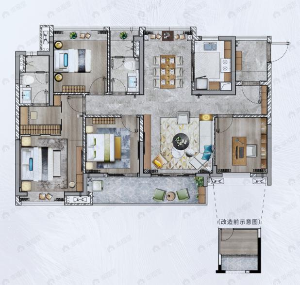 中国铁建海悦国际4室2厅2卫户型图