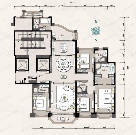 上海星河湾三期5室2厅5卫户型图