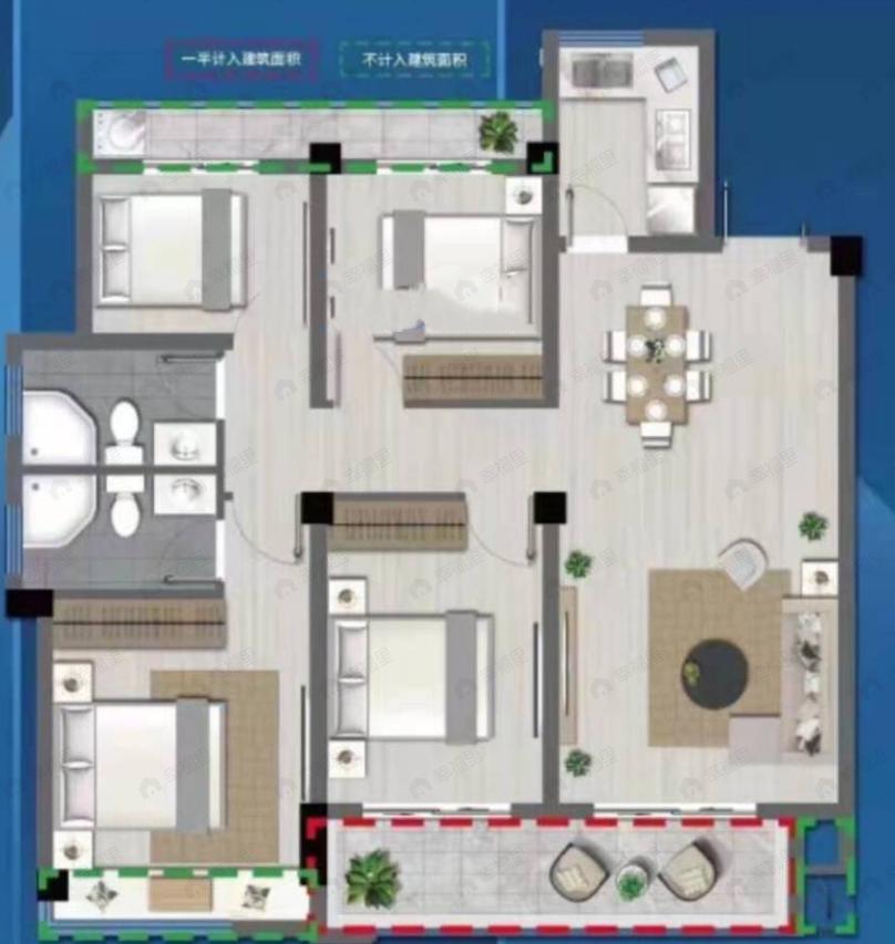 弘涵望江月4室2厅2卫户型图