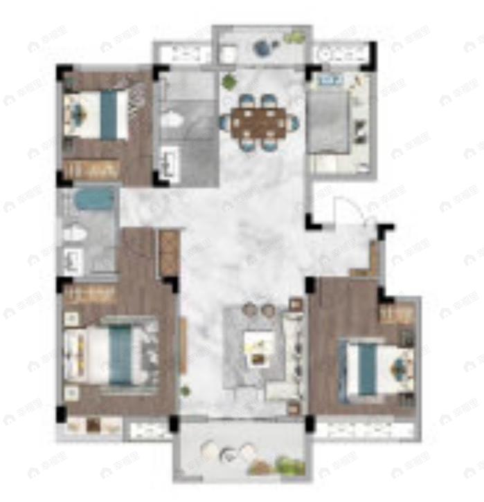 金银岛碧华丽山庄3室2厅2卫户型图