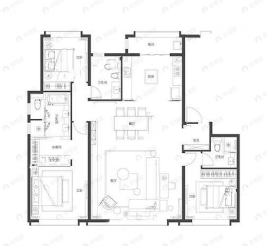 梅江壹号院一期3室2厅3卫户型图