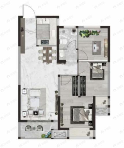 绿博福苑3室2厅1卫户型图