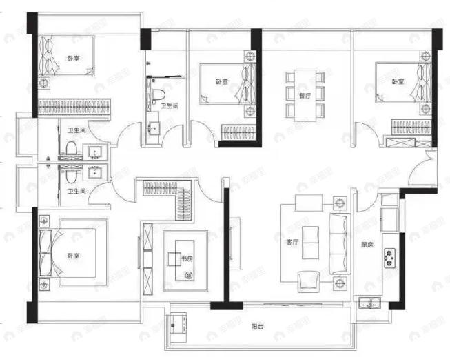 京基智农山海御园4室2厅2卫户型图