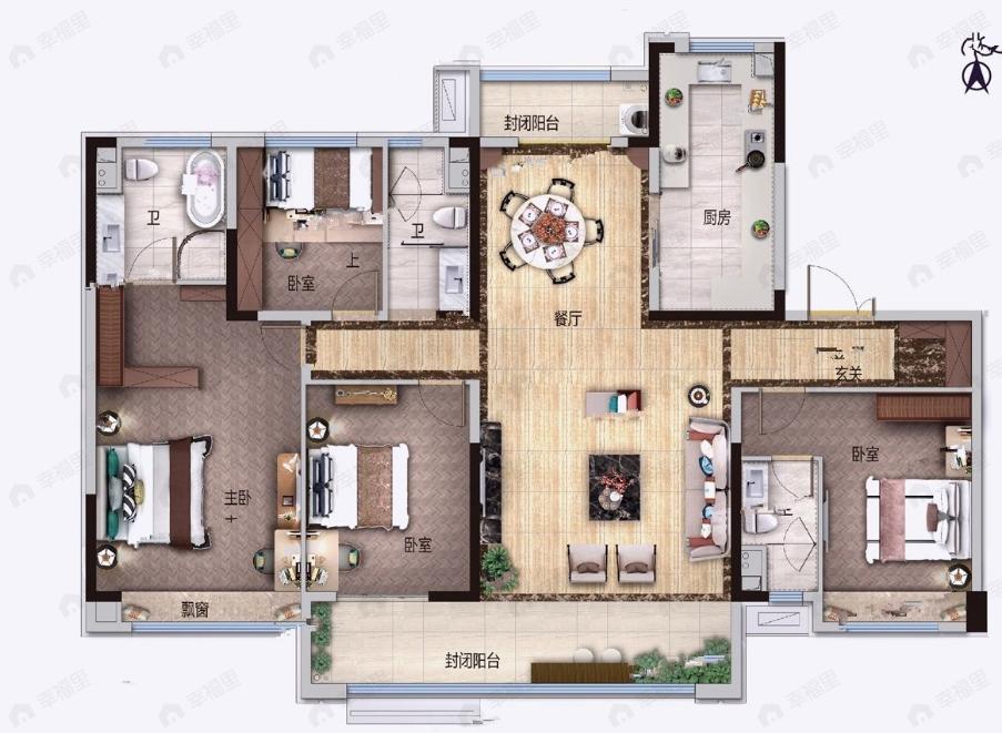 曲阜碧桂园翡翠华府4室2厅3卫户型图