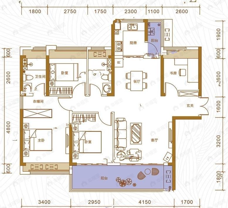 福濠华庭4室2厅2卫户型图