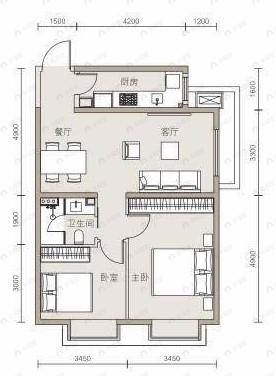 北京东湾2室2厅1卫户型图