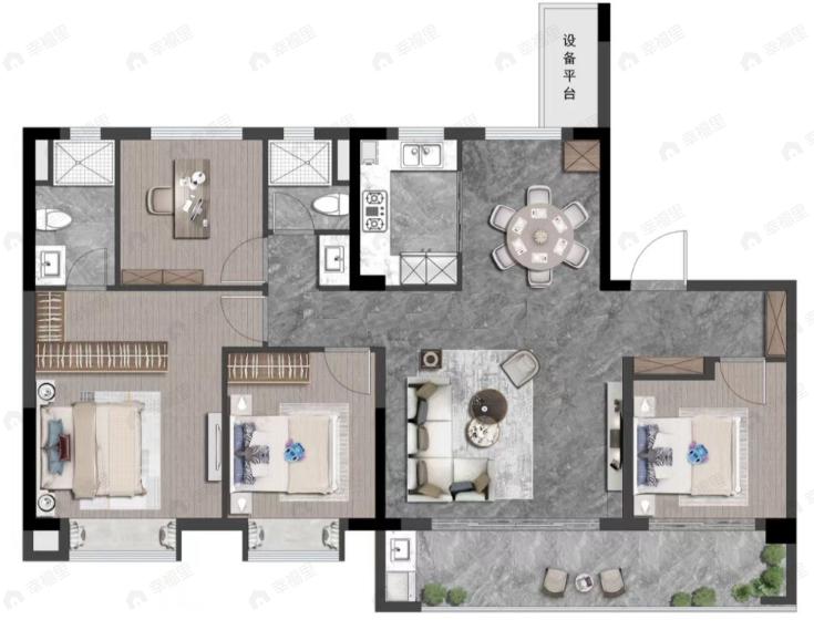 金辉紫粼云庭4室2厅2卫户型图