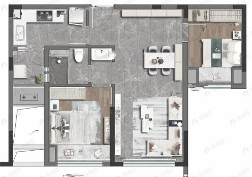 中海寰宇时代璟悦2室2厅1卫户型图
