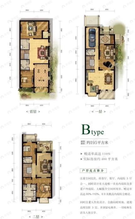 3室3厅4卫建面195平户型图