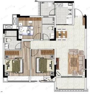格林柏悦云庭3室2厅2卫户型图