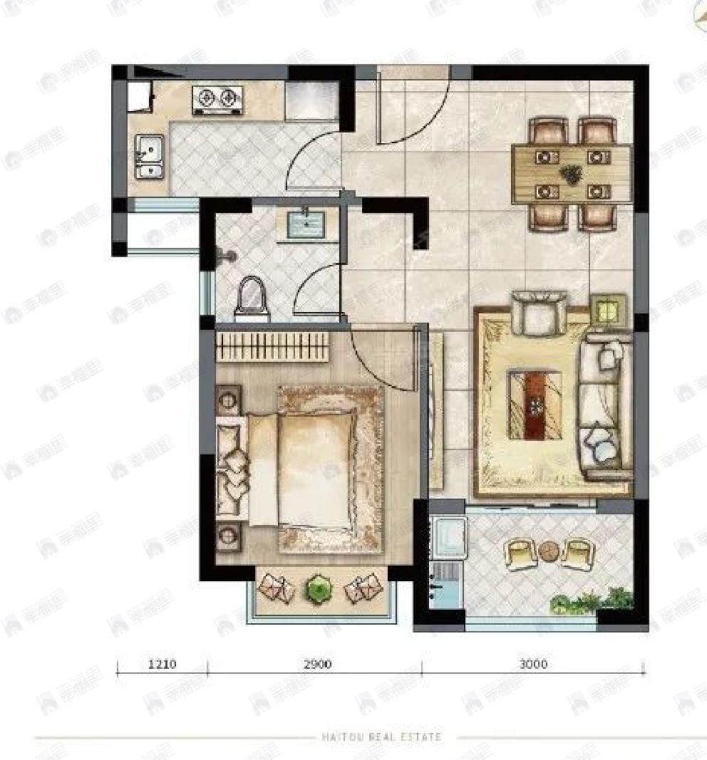 海投云山郡1室1厅1卫户型图