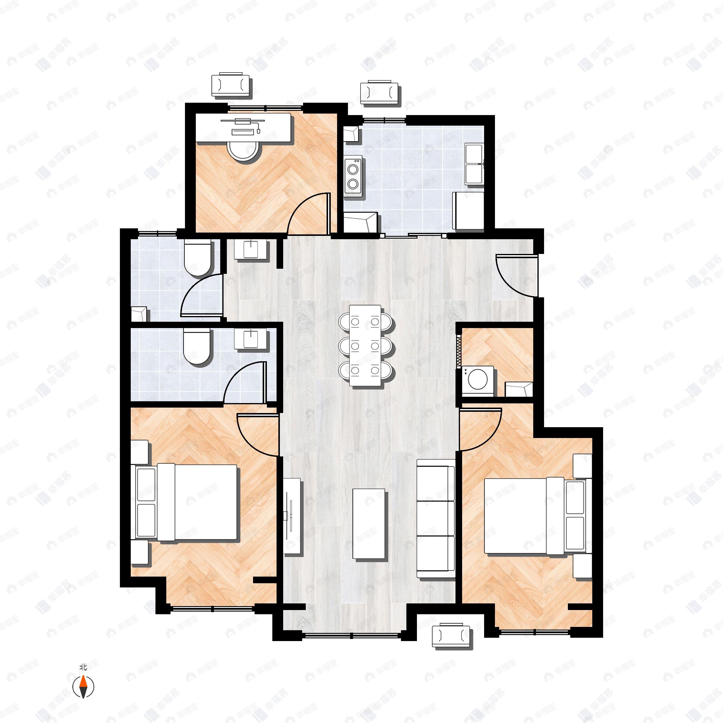 北京城建乐知筑3室2厅2卫户型图