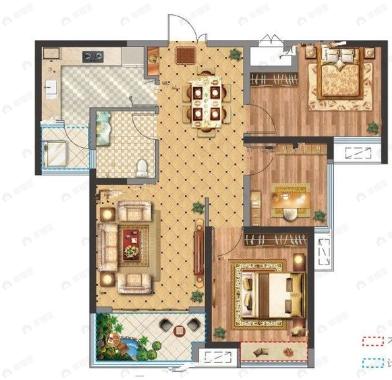 博林云栖3室1厅1卫户型图