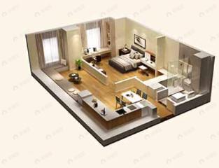 1室1厅1卫建面84m²西户型图