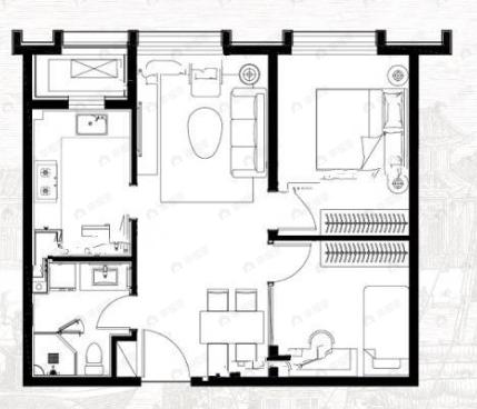 中交海河公馆2室2厅1卫户型图
