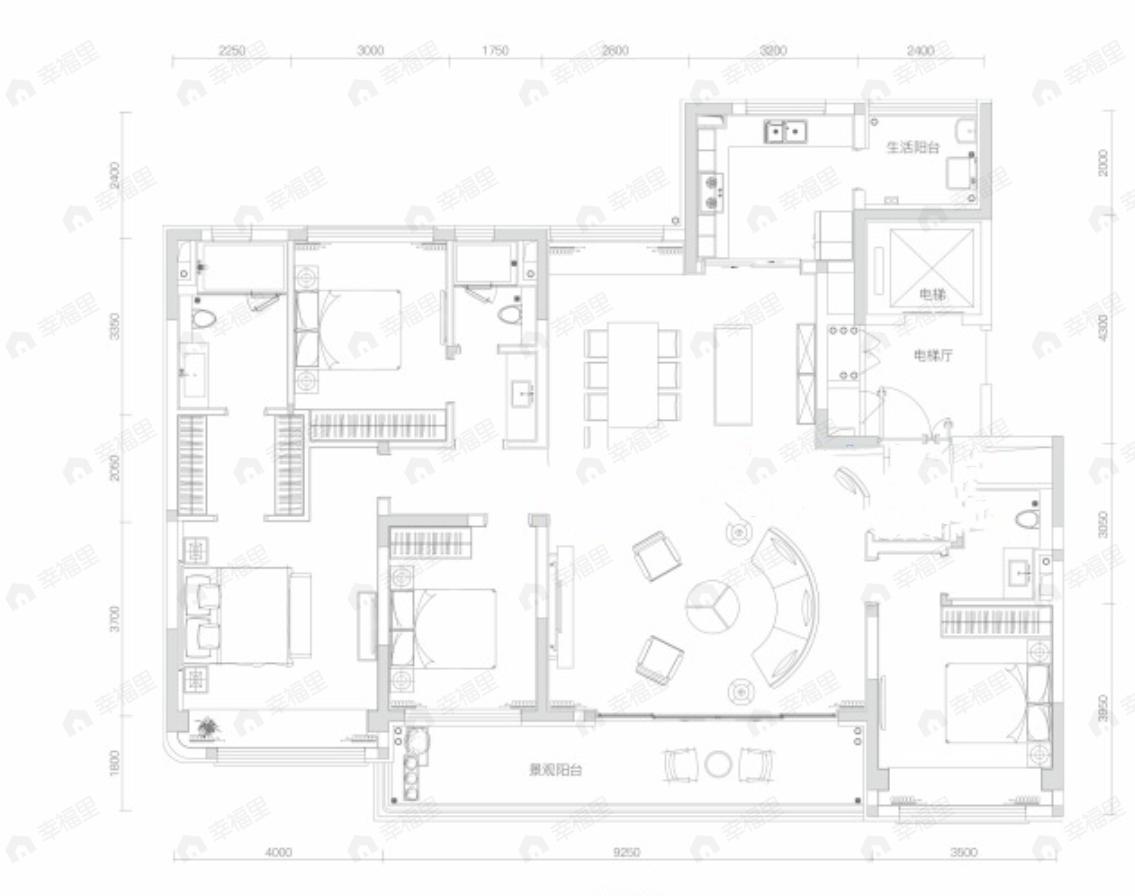 麓湖熙华天玺4室2厅3卫户型图