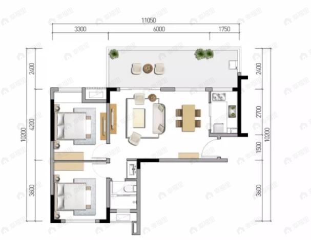 梦享春山可望2室2厅1卫户型图