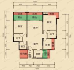欣泽蜀北府邸3室2厅3卫户型图