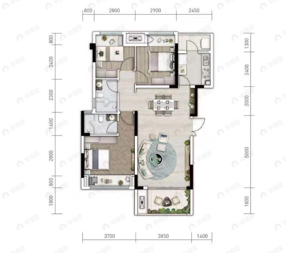 凰腾西宸昱府3室2厅2卫户型图