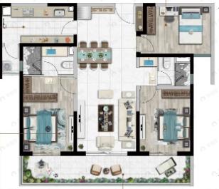 北科建春城大观3室2厅2卫户型图