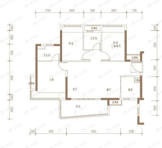 保利梦想城3室2厅2卫户型图
