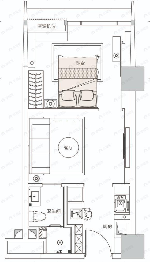 西咸国际文创小镇1室1厅1卫户型图