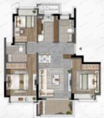 3室2厅2卫建面99m²南户型图