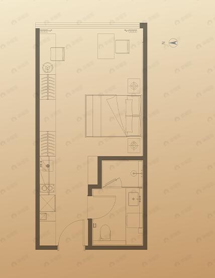 尊悦日坛1室1厅1卫户型图