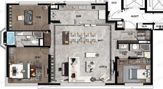 万科大都会3室2厅2卫户型图