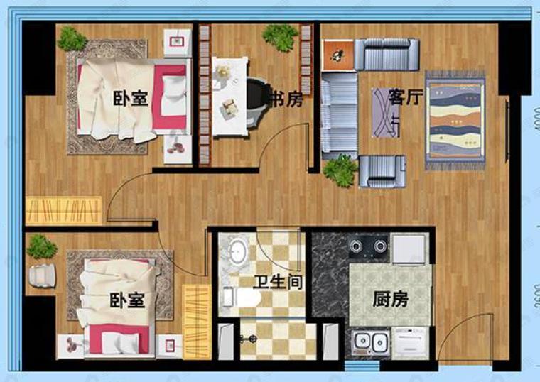 富驰时代park3室1厅1卫户型图