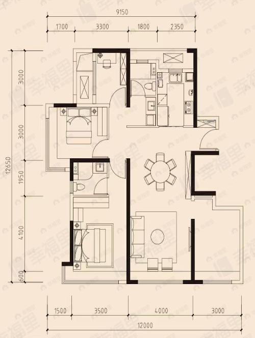 建发璟院4室2厅2卫户型图