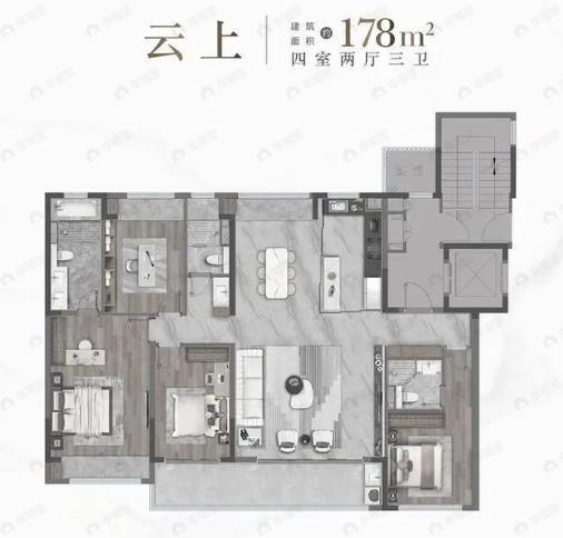 龙湖·青云阙4室2厅3卫户型图