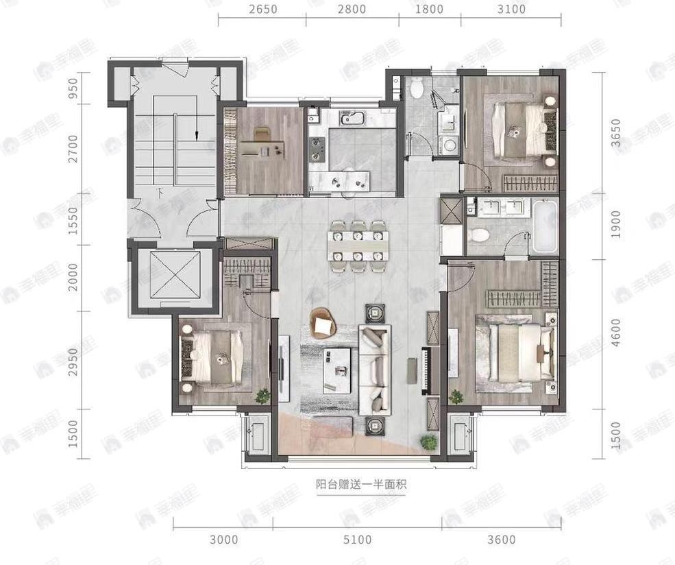 融创金地御璟壹號4室2厅2卫户型图