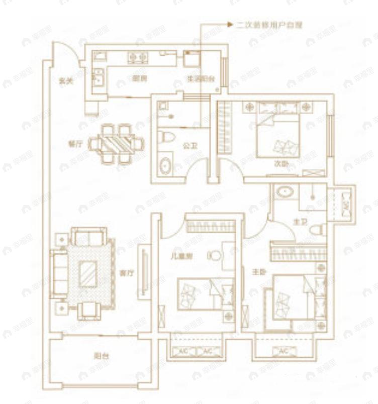 美伦橖颂3室2厅2卫户型图