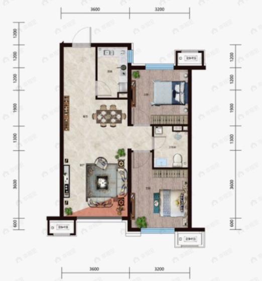 七星壹号2室2厅1卫户型图