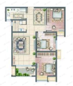 星雨华府3室2厅1卫户型图